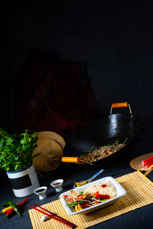 fried sweet and sour chicken with vegetablesの写真素材