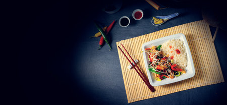 fried sweet and sour chicken with vegetablesの写真素材