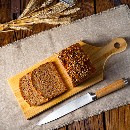 Moist wholemeal bread, crushed or ground whole grainの写真素材