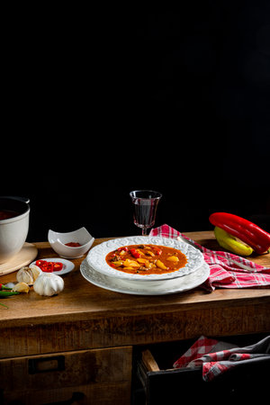 Delicious Hungarian-style goulash soupの写真素材