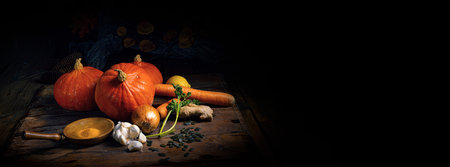 Pumpkin soup, delicious ingredientsの写真素材