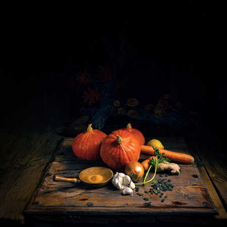 Pumpkin soup, delicious ingredientsの写真素材