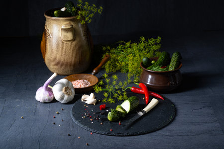 rustic fresh pickled cucumber (polish malosolne)の写真素材