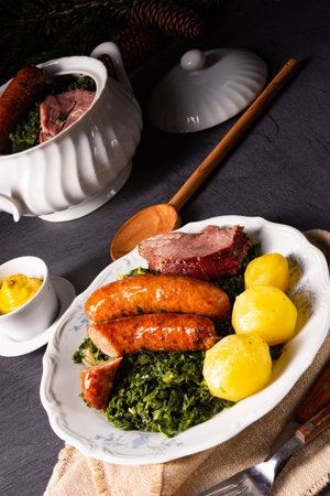 oldenburg kale with pinkel sausage and kasslerの写真素材