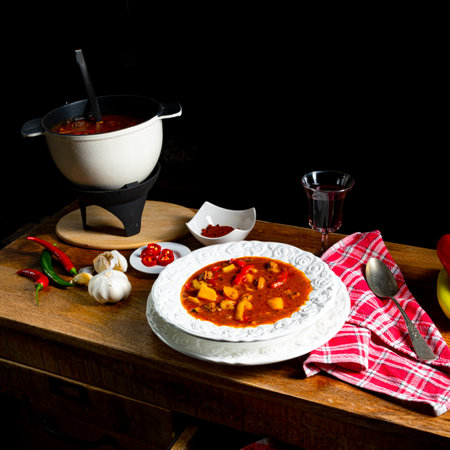 Delicious Hungarian-style goulash soupの写真素材