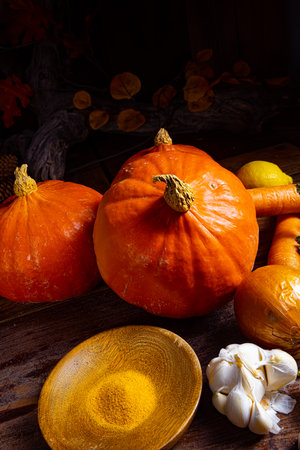 Pumpkin soup, delicious ingredientsの写真素材
