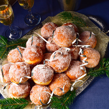 Delicious filled doughnuts (Berlin pancakes)の写真素材