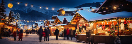 Beautiful and romantic Christmas markets. AI generative.の写真素材