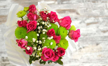Close-up of Bouquet of pink spray peony roses.の写真素材