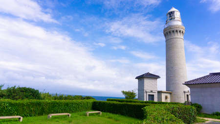 Tsunoshima Lighthouse in Shimonoseki City, Yamaguchi Prefectureの写真素材