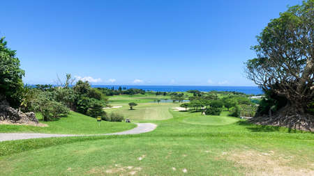 Golf course in Okinawa in midsummerの写真素材