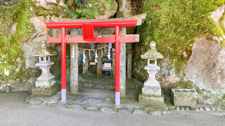 Red torii gate in Shinto shrine.の写真素材