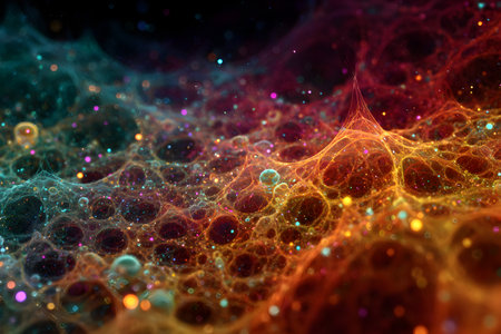 Futuristic abstract digital artwork number 5, cinematic style with sci-fi and fantasy elements, vibrant colors and surreal textures, perfect for backgrounds and creative projects.の素材