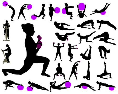 exercise collection vector silhouettesのイラスト素材