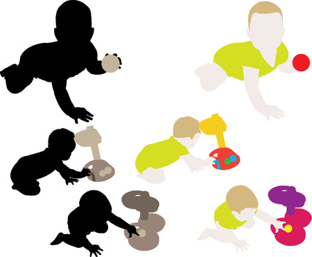 baby playing with toysのイラスト素材