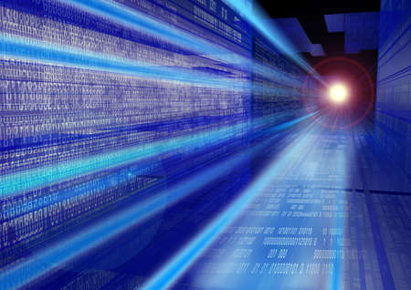 Futuristic digital background - information flows through the digital world