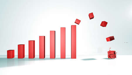 3d rendred diagram chart showing the rise and fallの写真素材