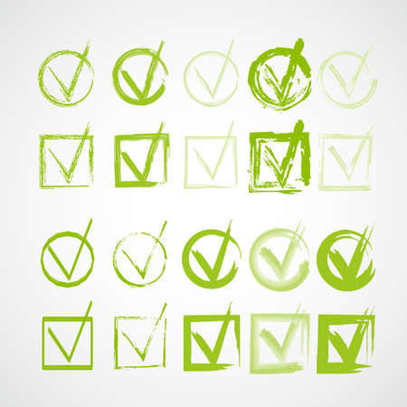 Set of hand-drawn check marks, sketch, grunge checkmarksのイラスト素材