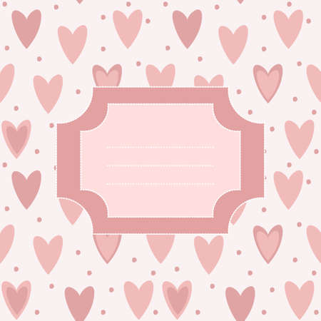 Cute unique post card with pink hearts and dotsのイラスト素材