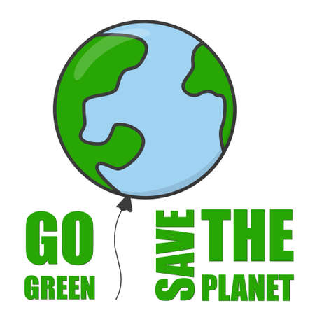 Vector card for Earth Day. Go green and save the planet. Balloon conceptのイラスト素材