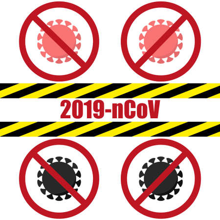 Stop coronavirus vector banner with prohibition signのイラスト素材
