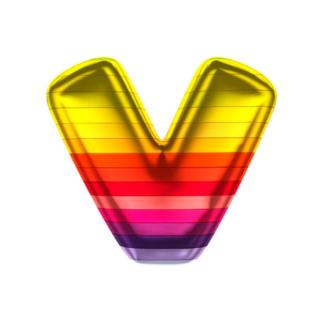 letter V in rainbow colors isolated on white background - 3d renderingの写真素材