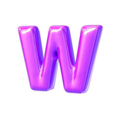 pink jelly font letter W 3D rendering isolated on white backgroundの写真素材