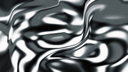 Closeup of rippled silk fabric in black and white colorsの写真素材