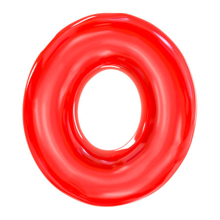 Letter O made of inflatable ring isolated on white background. 3d renderingの写真素材