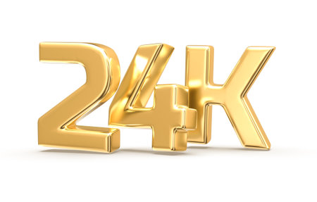 Gold text 24K on a white background. 3d rendering.の写真素材