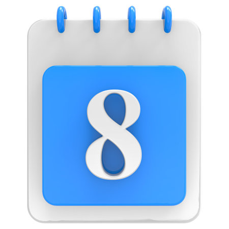 Calendar icon 8. 3d illustration on a white background.の写真素材
