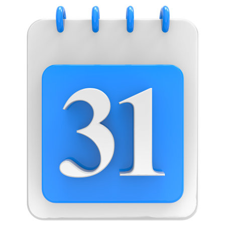 Calendar icon 31 on a white background. 3D rendering.の写真素材