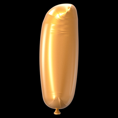 Golden foil balloon isolated on black background. 3d render image.の写真素材