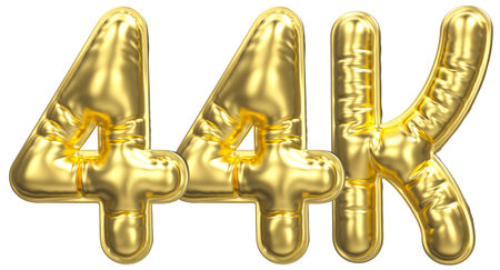 Balloon Follow Number 44k Gold 3D Renderの写真素材