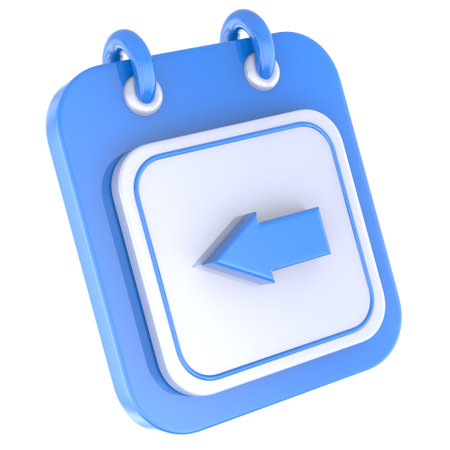 Calendar with arrow icon. 3d render illustration isolated on white backgroundの写真素材