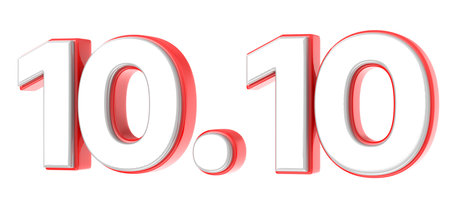 3d red text 10.01 on white background. Illustration.