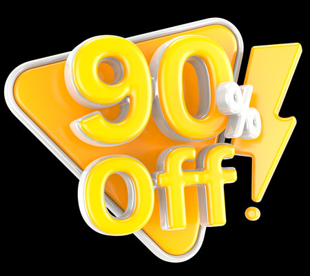 90 percent off. Discount 90 %. 3d illustration on white background.の写真素材