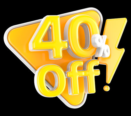 40 percent off. Discount offer 40%. 3d illustration on white background.