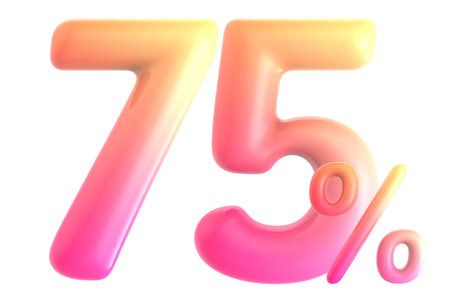 75 percent discount sign isolated on white background. 3d render.の写真素材
