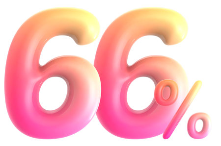 Sixty six percent off. Discount 6 %. 3D illustrationの写真素材