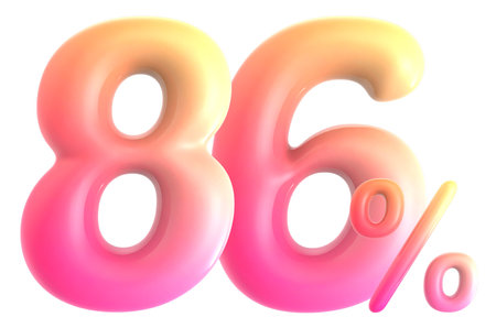 pink and yellow percentage sign isolated on white background, 3d render