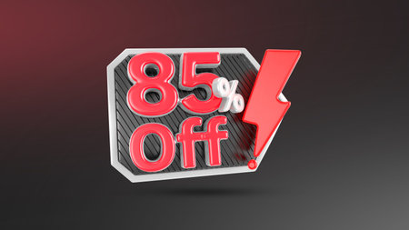 85% OFF Sale Discount Banner 3D Illustration Mockup Scene on Isolated Background