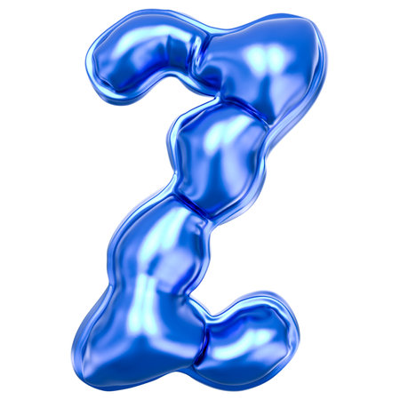 Blue liquid letter Z isolated on white background. 3d render.の写真素材
