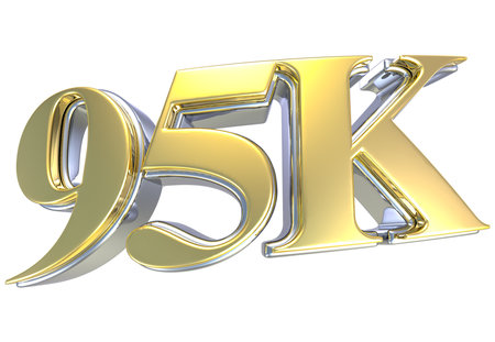 Gold 5K icon on white background. High resolution 3D image.