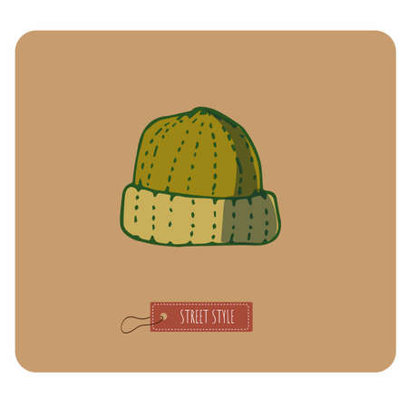 Vector colourfull illustration of a hat. Cartoon style illustration, element design, card, vintage, retro style.のイラスト素材