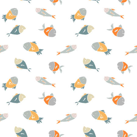 Seamless vector pattern with colorfull cute fishesのイラスト素材