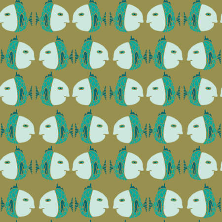 Seamless vector pattern with colorfull cute fishesのイラスト素材