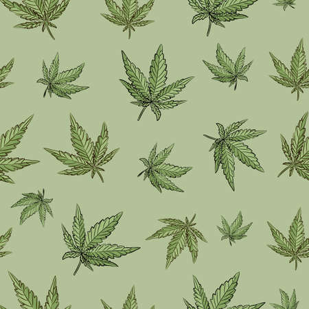 Cannabis seamless pattern. Marijuana floral pattern.のイラスト素材