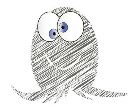 grey sketchy octopus smiling on a white backgroundのイラスト素材