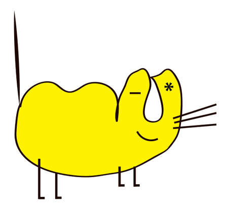 A yellow surrealistic cat in a vector formatのイラスト素材